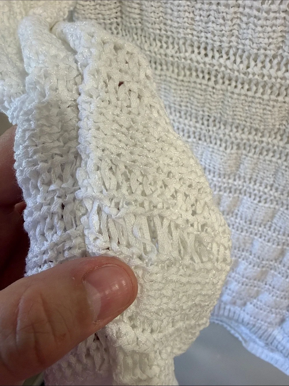 Michael Kors White Open Knit Hi-Low Lightweight Sweater Small Resort Coastal